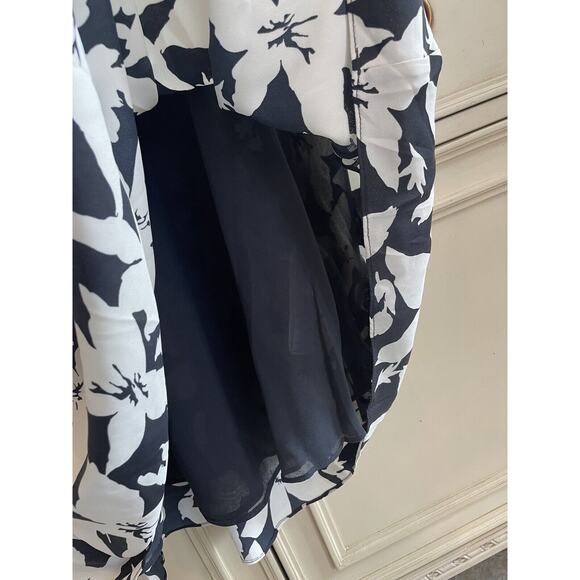 Joie Brystal High Waist MIDI Floral Black White Skirt NWT $248 Lined‎ Size 14 - Picture 6 of 9